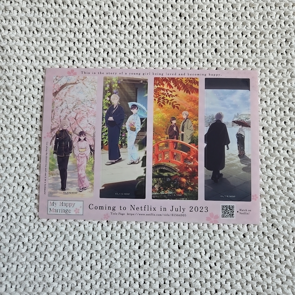 MY HAPPY MARRIAGE Set of 4 BOOKMARKS Anime Expo AX Exclusive MIYO Kiyoka NETFLIX